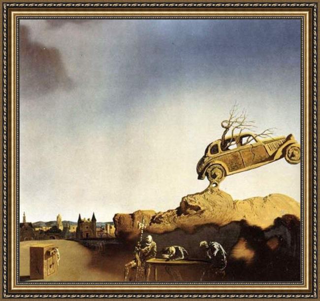 Framed Salvador Dali apparition of the town of delft painting