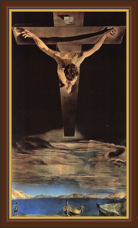 Framed Salvador Dali christ of saint john of the cross painting