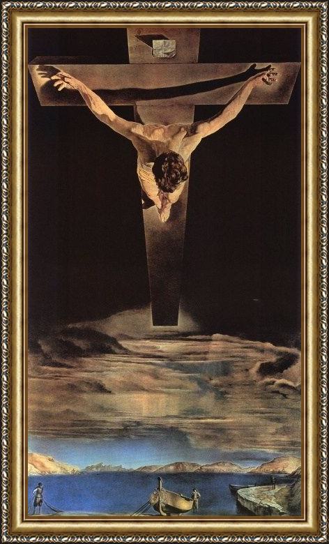 Framed Salvador Dali christ of saint john of the cross painting