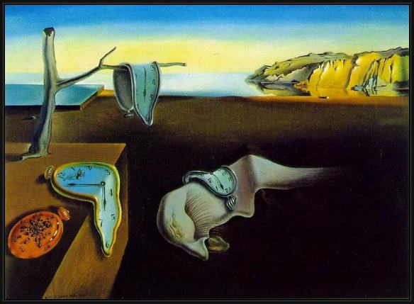 Framed Salvador Dali clock melting clocks painting