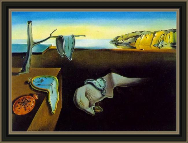 Framed Salvador Dali clock melting clocks painting