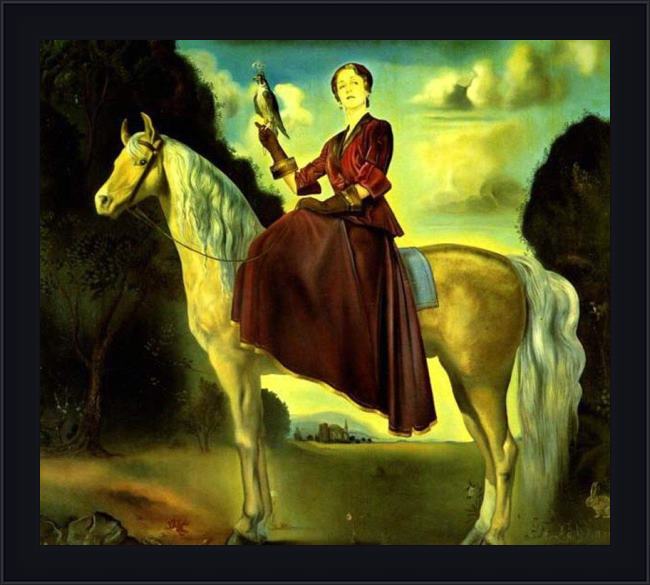 Framed Salvador Dali equestrian fantasy - portrait of lady dunn painting