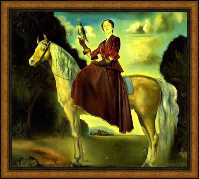 Framed Salvador Dali equestrian fantasy - portrait of lady dunn painting