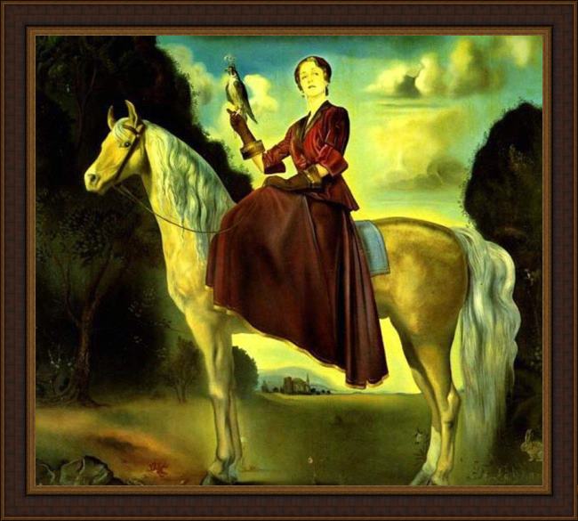 Framed Salvador Dali equestrian fantasy - portrait of lady dunn painting