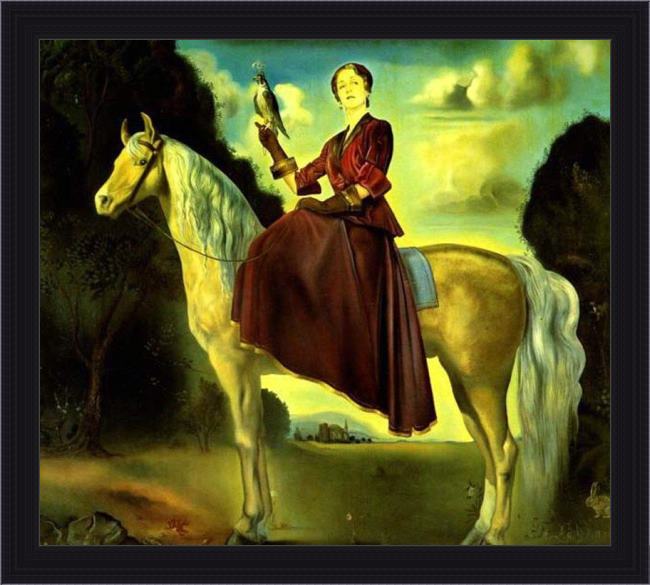 Framed Salvador Dali equestrian fantasy - portrait of lady dunn painting