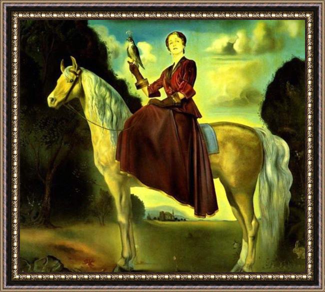 Framed Salvador Dali equestrian fantasy - portrait of lady dunn painting