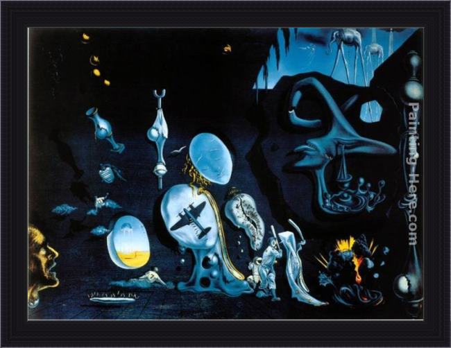 Framed Salvador Dali idylle atomique painting