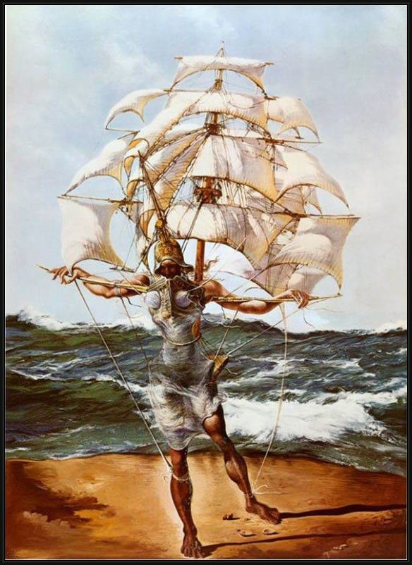 Framed Salvador Dali the ship painting