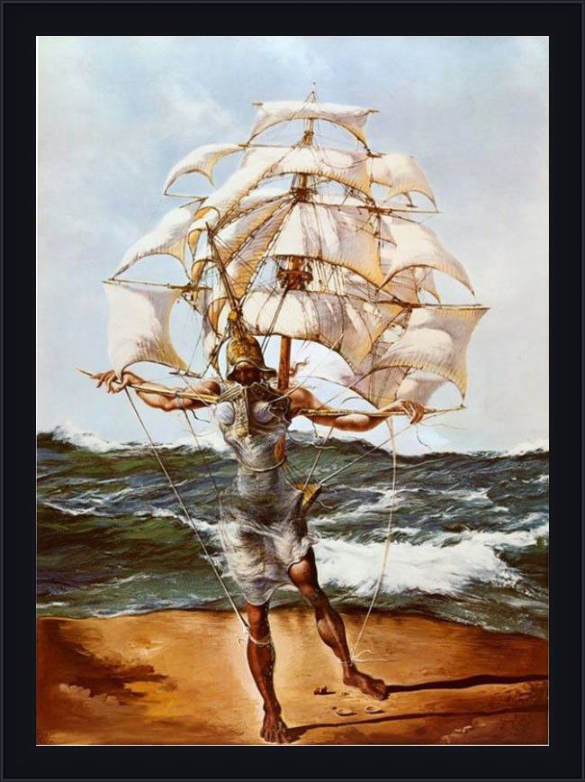 Framed Salvador Dali the ship painting