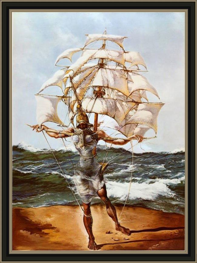 Framed Salvador Dali the ship painting