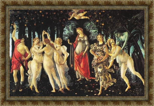 Framed Sandro Botticelli la primavera painting