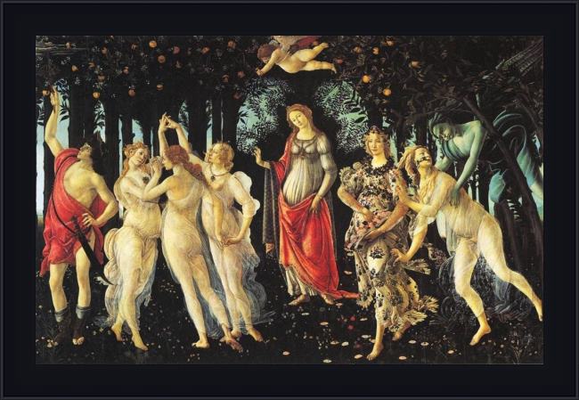 Framed Sandro Botticelli la primavera painting