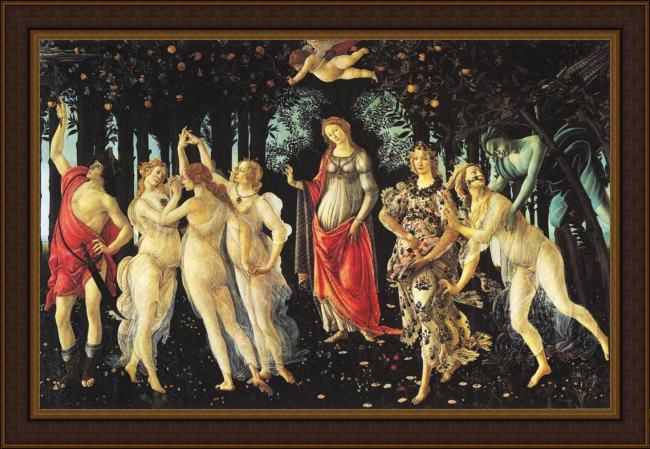 Framed Sandro Botticelli la primavera painting