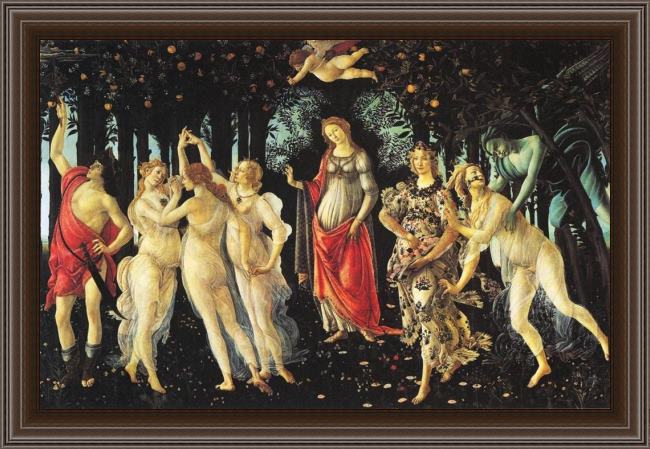 Framed Sandro Botticelli la primavera painting