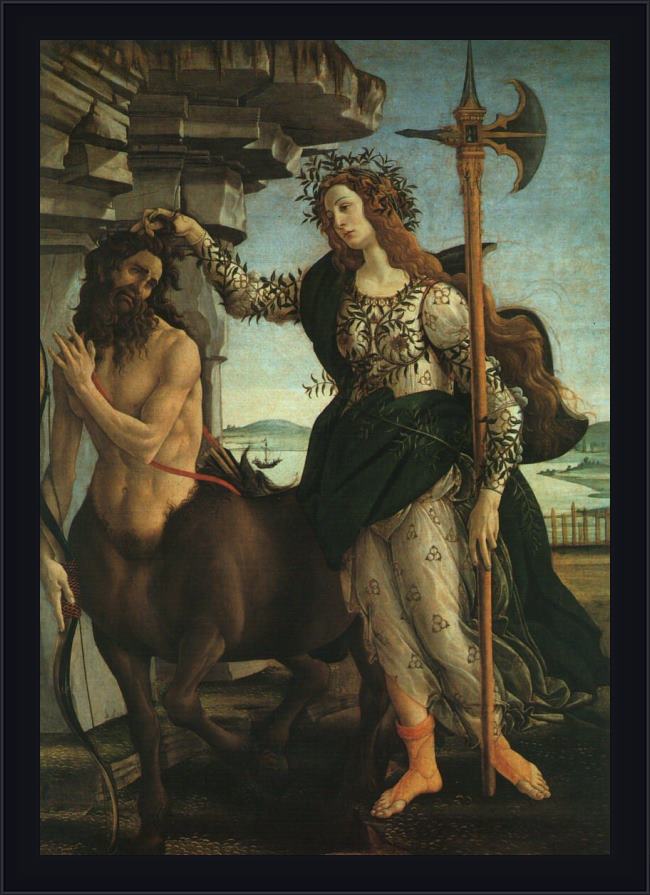 Framed Sandro Botticelli pallas and the centaur painting