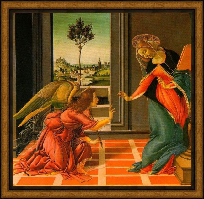 Framed Sandro Botticelli the cestello annunciation painting