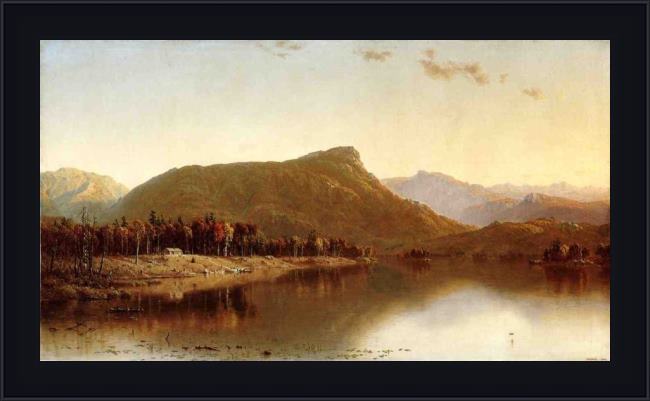 Framed Sanford Robinson Gifford a home in the wilderness painting
