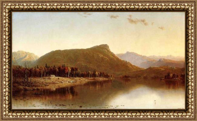 Framed Sanford Robinson Gifford a home in the wilderness painting
