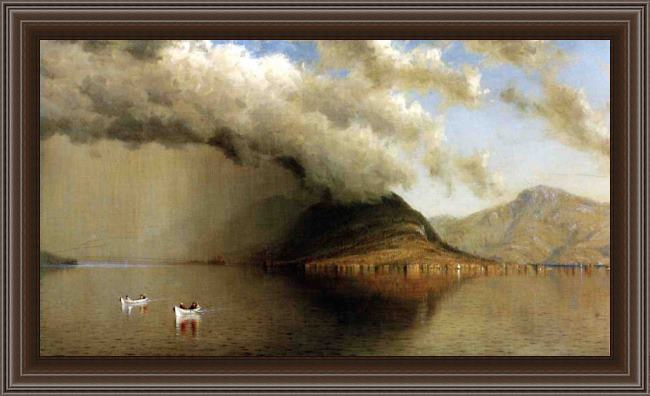 Framed Sanford Robinson Gifford a sudden storm, lake george painting