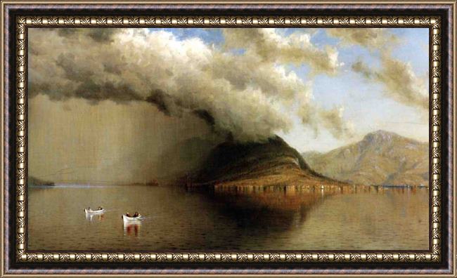 Framed Sanford Robinson Gifford a sudden storm, lake george painting