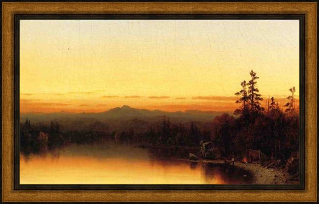Framed Sanford Robinson Gifford a twilight in the adirondacks painting