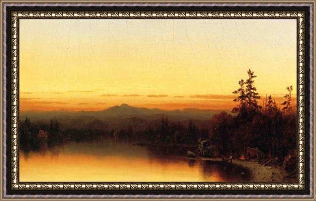 Framed Sanford Robinson Gifford a twilight in the adirondacks painting