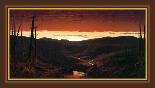 Framed Sanford Robinson Gifford a twilight in the catskills painting