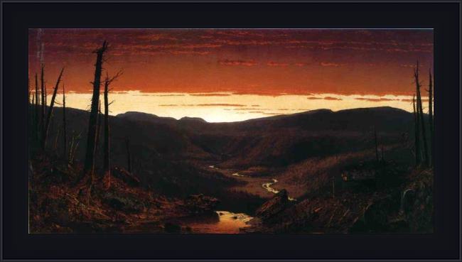 Framed Sanford Robinson Gifford a twilight in the catskills painting