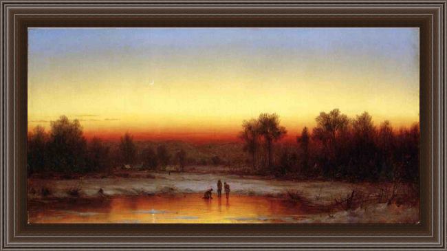 Framed Sanford Robinson Gifford a winter twilight painting