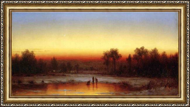 Framed Sanford Robinson Gifford a winter twilight painting