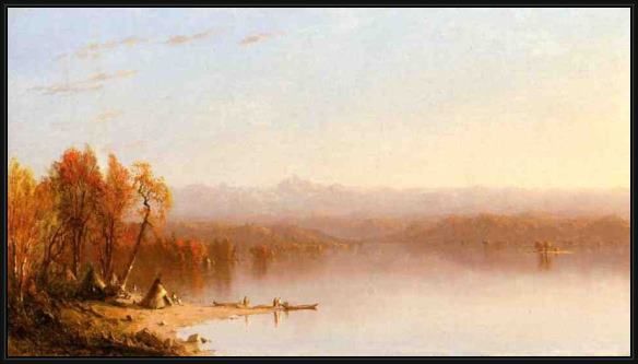 Framed Sanford Robinson Gifford indian summer painting