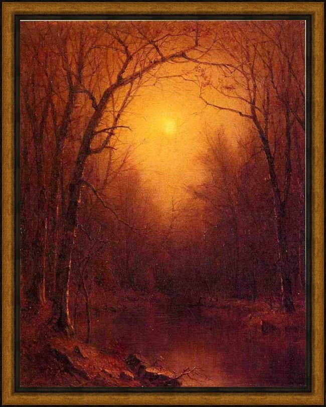 Framed Sanford Robinson Gifford indian summer in the bronx painting