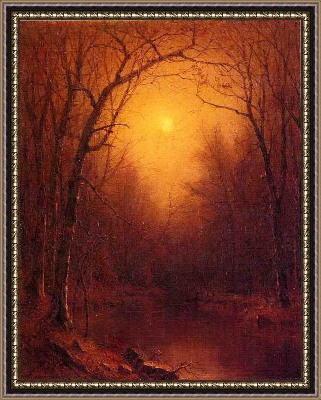 Framed Sanford Robinson Gifford indian summer in the bronx painting