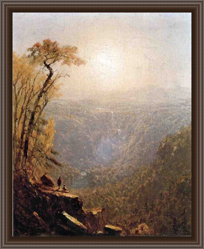 Framed Sanford Robinson Gifford kauterskill clove, in the catskills painting