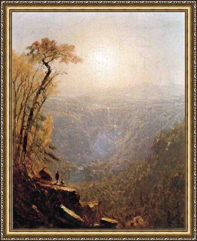 Framed Sanford Robinson Gifford kauterskill clove, in the catskills painting