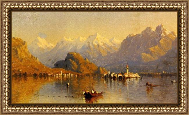 Framed Sanford Robinson Gifford lake maggiore painting
