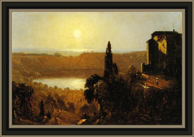 Framed Sanford Robinson Gifford lake nemi 3 painting