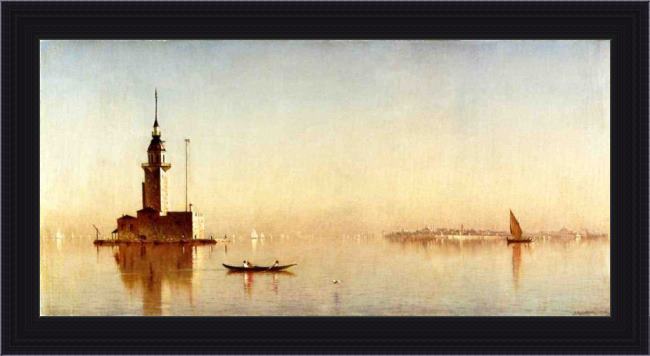 Framed Sanford Robinson Gifford leander's tower on the bosphorus painting