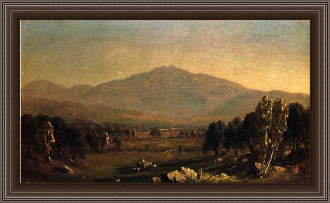 Framed Sanford Robinson Gifford mount washington painting