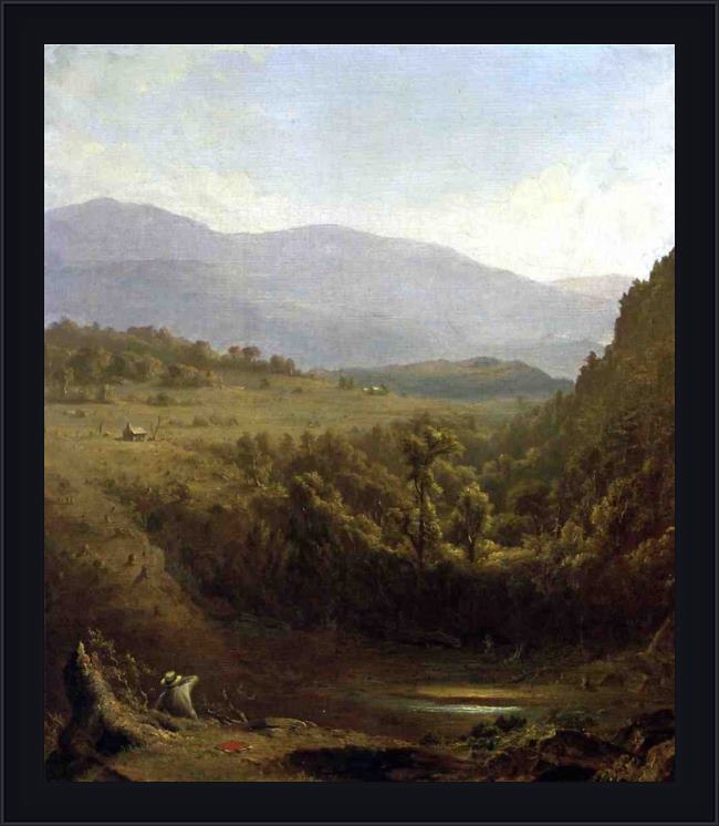 Framed Sanford Robinson Gifford scene in the catskills painting