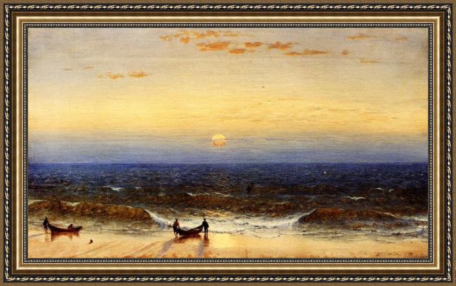 Framed Sanford Robinson Gifford sunrise, long branch, new jersey painting