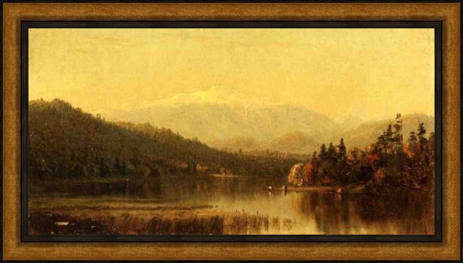 Framed Sanford Robinson Gifford sunset in the white mountains painting