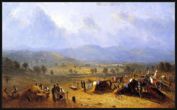 Framed Sanford Robinson Gifford the camp of the seventh regiment near frederick, maryland painting