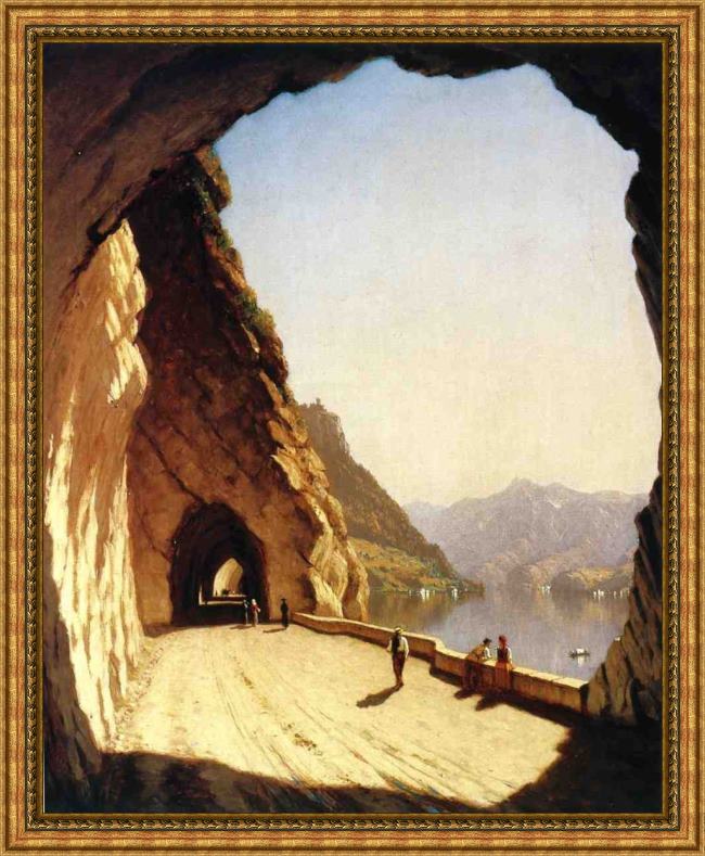 Framed Sanford Robinson Gifford the galleries of the stelvio, lake como painting