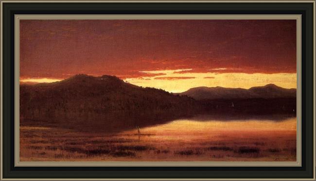 Framed Sanford Robinson Gifford twilight painting