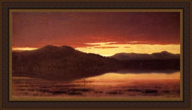 Framed Sanford Robinson Gifford twilight painting