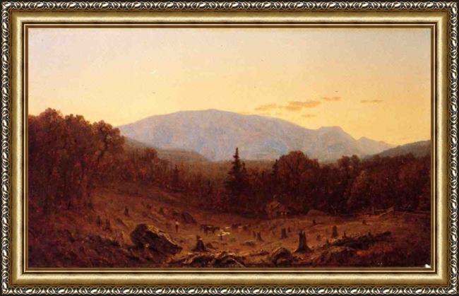 Framed Sanford Robinson Gifford twilight on hunter mountain painting