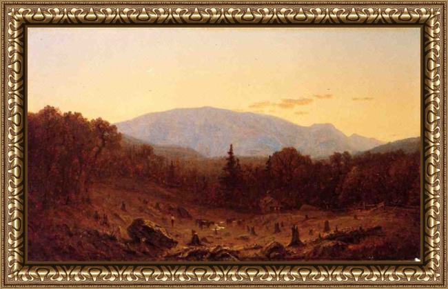Framed Sanford Robinson Gifford twilight on hunter mountain painting