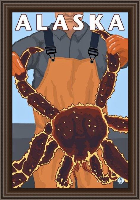 Framed Sea life crab painting