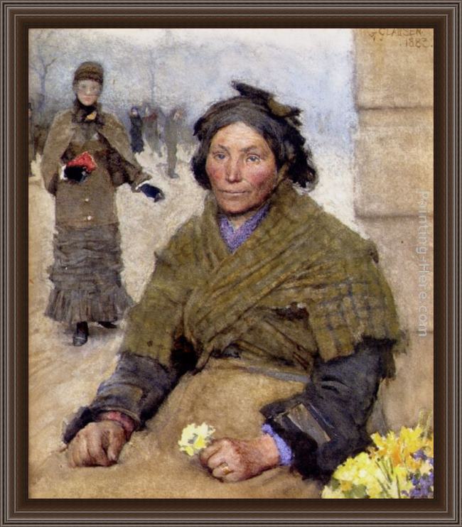 Framed Sir George Clausen flora, the gypsy flower seller painting